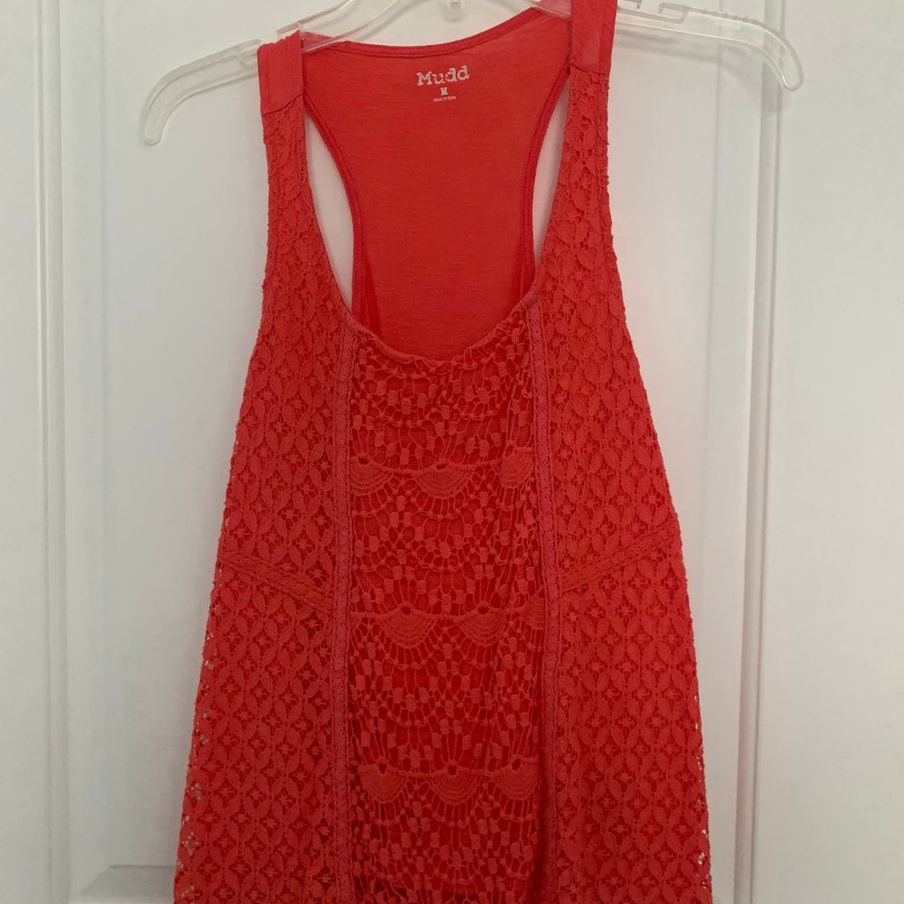 Coral Crochet-Style Tank Top